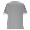 thumbnail image 6 of Olyvenn Criss Cross V Neck Tops for Women Lace Patchwork Short Sleeve Shirt Solid Color T Shirts Plus Size Loose Fit Blouse Gray XXXL, 6 of 7