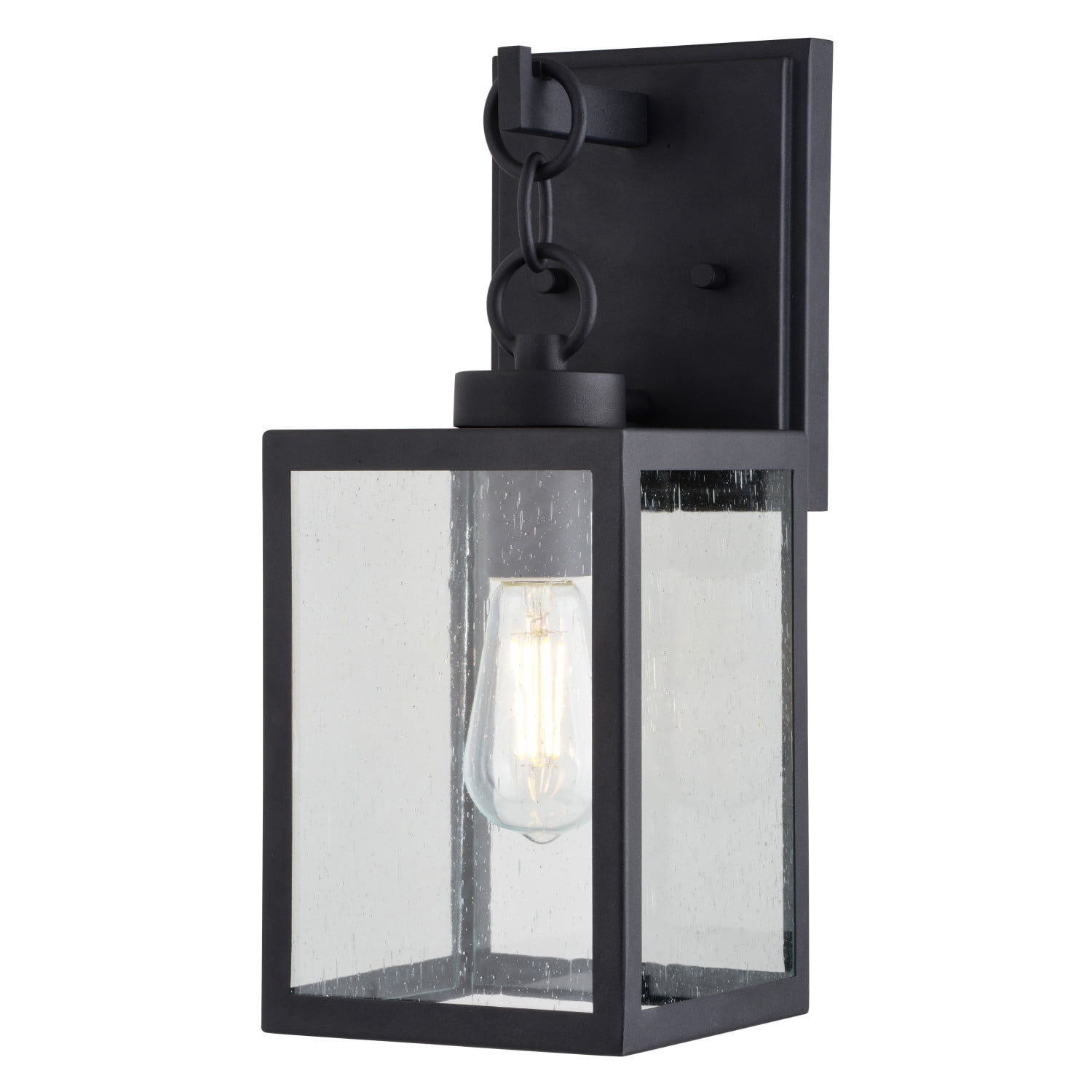 Berkley Metal 1 Light Textured Black Transitional Outdoor Wall Lantern Clear Glass