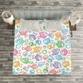 thumbnail image 3 of Ambesonne Fish Quilted Bedspread Set 3 Pcs, Funny Fish Aquaic Motif, King Size, Multicolor, 3 of 3