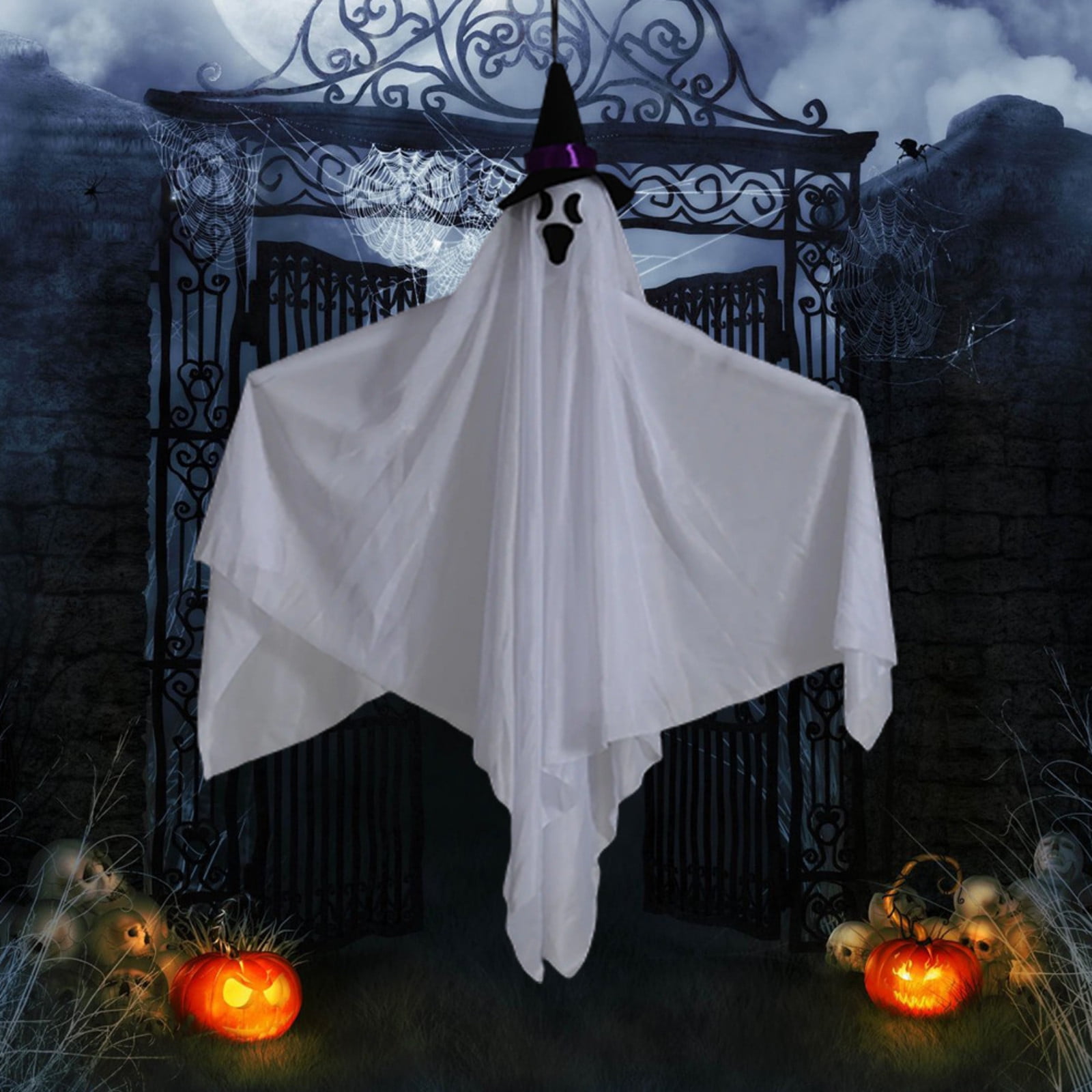 Spooky Hanging Ghost Decoration for Halloween Party Supplies Props for Indoor Outdoor Yard Decor Festival Hanging Figurine 1Pack Purple