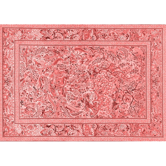 Ahgly Company Indoor Rectangle Animal Red Traditional Area Rugs, 2' x 5'