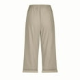 thumbnail image 4 of Khaki Linen Capri Pants for Women Linen Shorts Elastic Waist Knee Length Pedal Pushers Dressy Casual Pedal Pushers with Pockets, 4 of 6