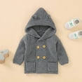 thumbnail image 2 of Verugu Toddler Baby Girls Boys Winter Coat Thicken Warm Jackets Baby Hooded Snow Outwear Coat Kids Solid Color Ears Hooded Knitted Tops Warm Coat Gray, 12-18 Months, 2 of 7