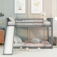 thumbnail image 6 of Harper & Bright Designs Full Size Floor Bunk Bed with Slide and Ladder, Full over Full Wood Bunk Bed with Guardrail for Bedroom, Gray, 6 of 16