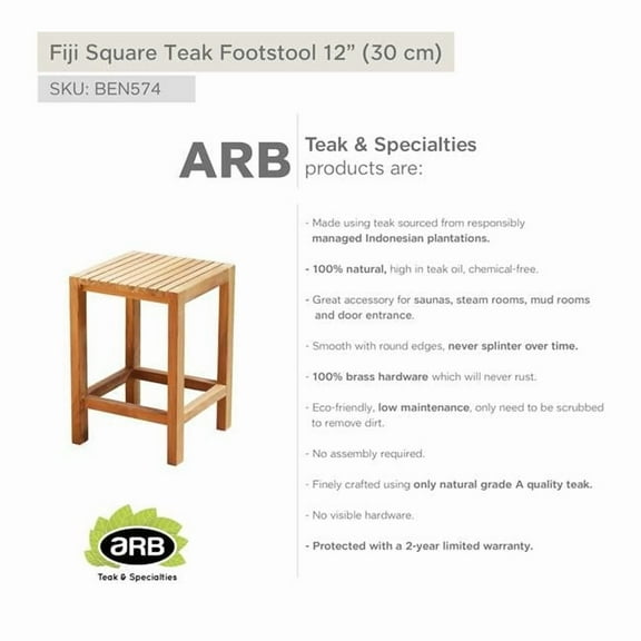 ARB TEAK & SPECIALTIES BEN574 Teak Shower Bench Fiji 12' (30 cm)