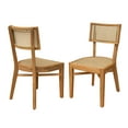 thumbnail image 3 of Christopher Knight Home Outdoor Patio Wicker Dining Chairs with Wood Frame, Teak Finish+Light Brown, Set of 2, 3 of 11