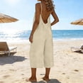 thumbnail image 1 of HongQid Women Jumpsuits Sleeveless Casual Wide Legs Backless Rompers Loose Overall with Pockets, 1 of 6