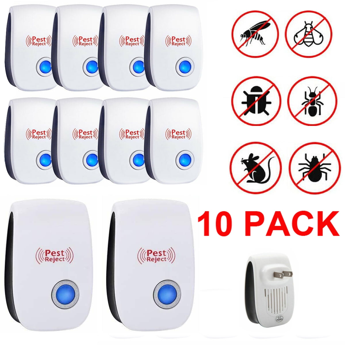 HOSIM 10 PK NEW UPGRADED Ultrasonic Pest Repeller Electronic Plug In Pest Control Ultrasonic