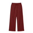 thumbnail image 3 of UACY Girls Sweatpants Wide Leg Drawstring Baggy Kids Pants Open Bottom Casual Loose Teen Joggers with Pockets (Wine, 9-10 Years), 3 of 8