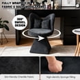thumbnail image 2 of Black Swivel Vanity Chair | 360° Rotating Makeup Chair with Butterfly Back, Chenille Velvet Accent Chair with Decorative Pillow – for Bedroom, Dressing Table, Living Room, Dining, Home Office & Study, 2 of 16