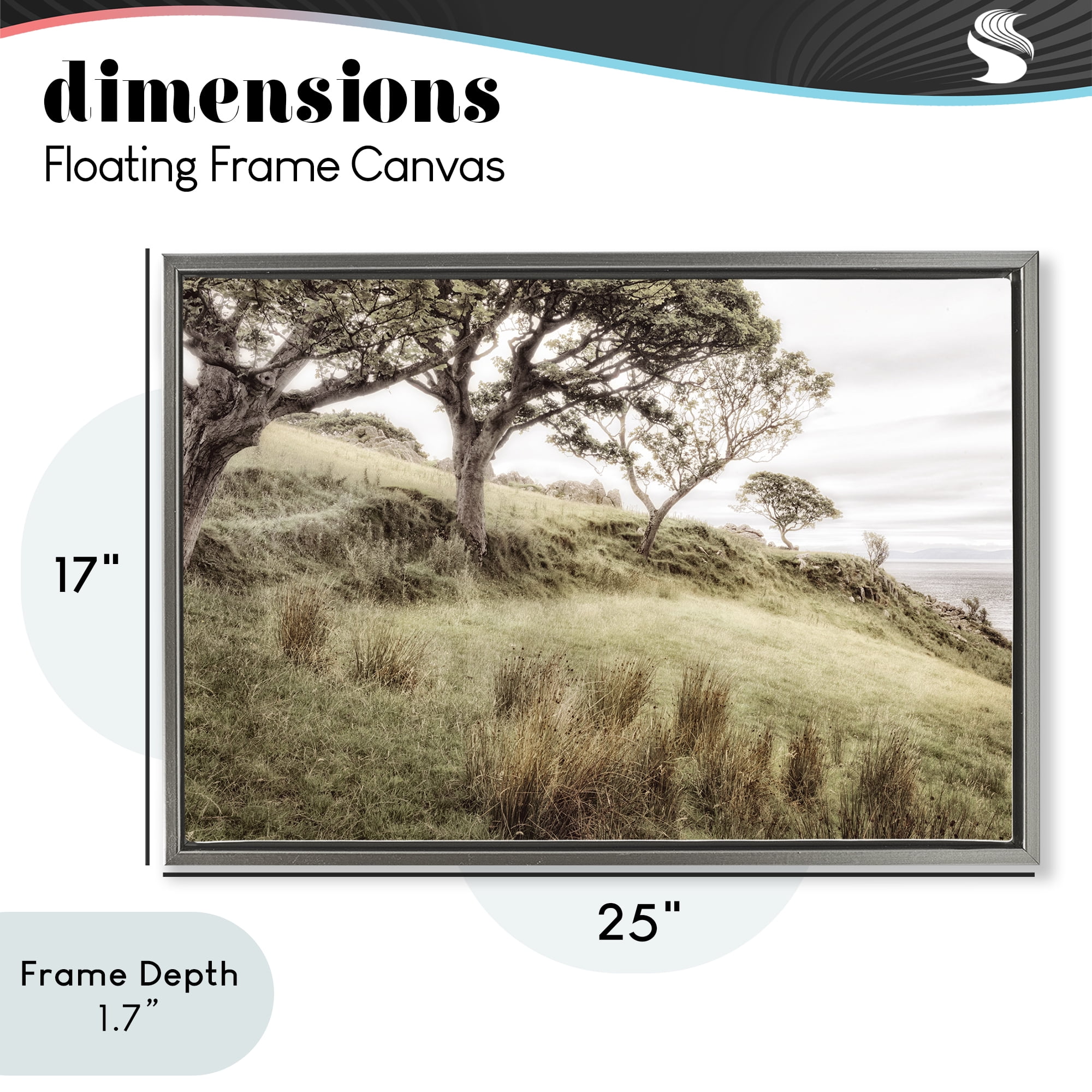 Stupell Industries Irish Hillside Landscape Gray Framed Floater Canvas Wall Art, design by Andy Amos