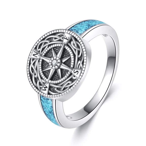 XATENJE Compass Ring 925 Sterling Silver Compass Signet Ring with Celtic Knot and Turquoise Graduation Jewelry Gifts for Women Men #10