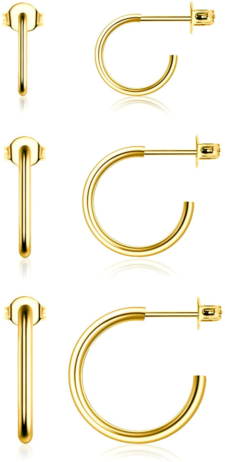 18K Yellow Gold Thick 2mm  Hoop Earrings