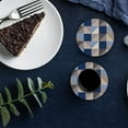 thumbnail image 6 of FMSHPON Geometric Blue Brown Triangle Plaid Pattern Set of 6 Round Coaster for Drinks, Absorbent Ceramic Stone Coasters Cup Mat with Cork Base for Home Kitchen Room Coffee Table Bar Decor, 6 of 6