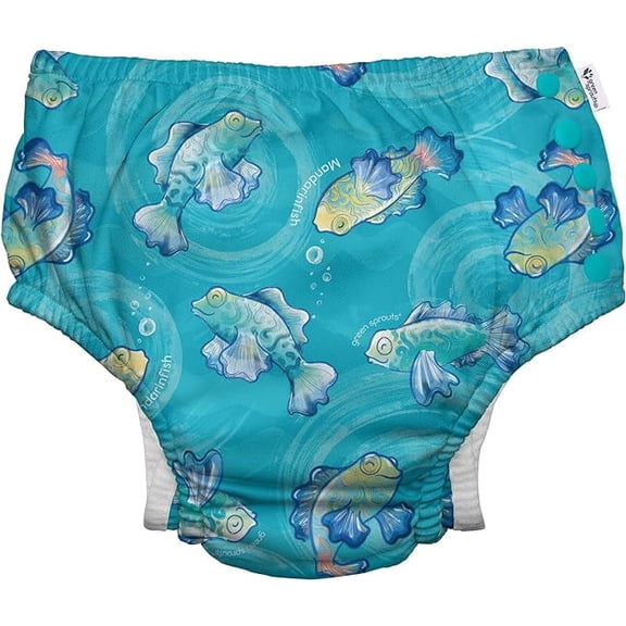 Green Sprouts Eco Snap Swim Diaper-Teal FIsh 4T