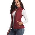 thumbnail image 4 of Vest for Women-Stand Collar Lightweight Zip Quilted,Wine Red Women's Vest, 4 of 5