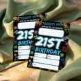 thumbnail image 4 of 21st Birthday Party Invitations for Boys Girls, Blue Glitter Graffiti Party Invitations, 20 Double-Sided Fill-in Invite Cards with Envelopes, 21st Birthday Decorations Supplies, 4x6 Inch-B17, 4 of 6