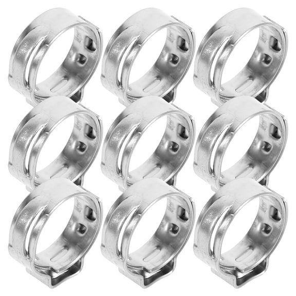 Qiysamall 50pcs Stainless Steel Crimp Hose Clamps Tube Connectors 3/4 Inch Clamp Set