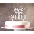 thumbnail image 1 of Mr & Mrs Wedding Cake Topper Personalized White Cake Topper Color Option Available 5-7 Inches Wide, 1 of 1