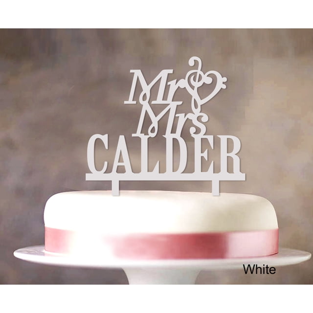 Mr & Mrs Wedding Cake Topper Personalized White Cake Topper Color Option Available 5-7 Inches Wide