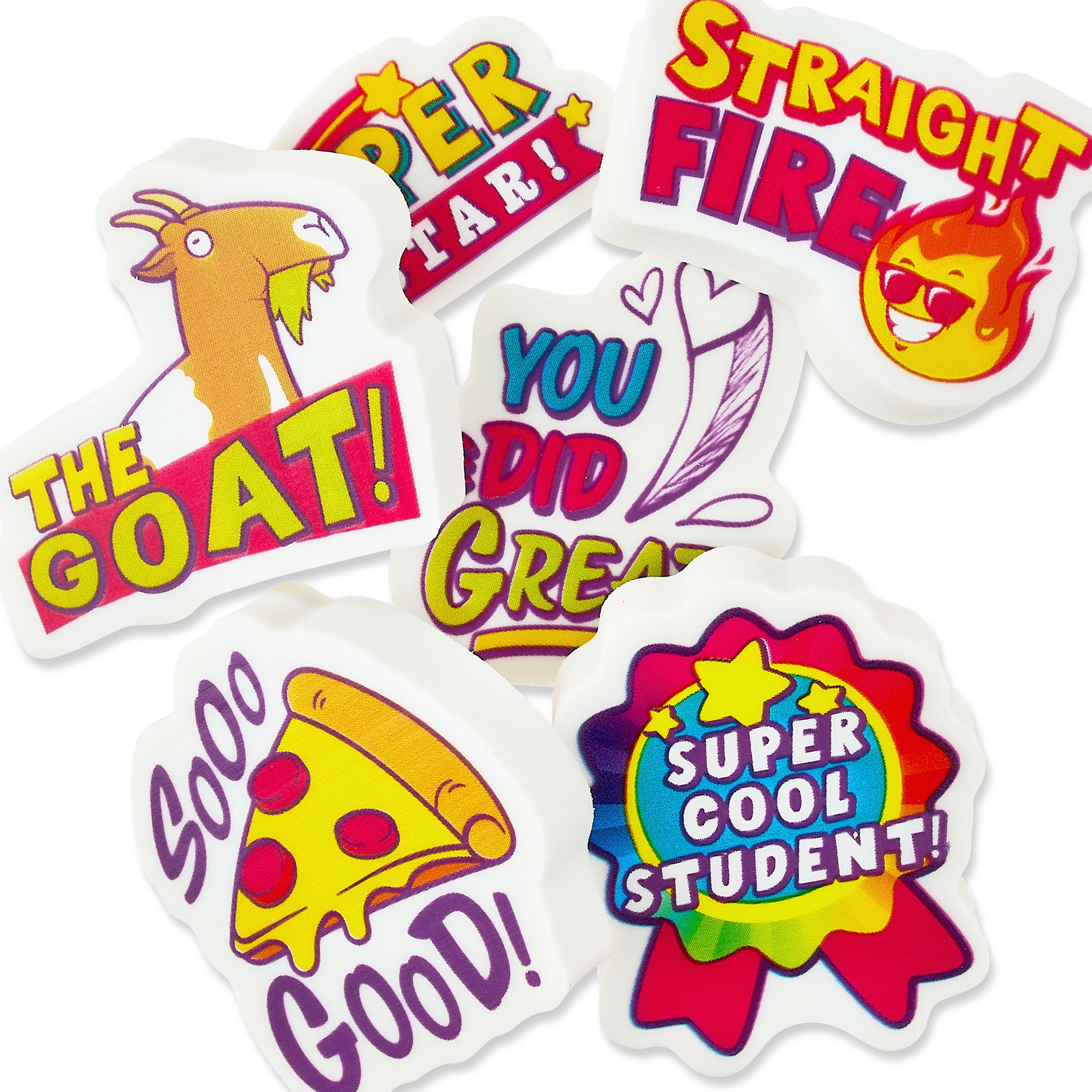 Pen+Gear Reward Erasers Teacher Bucket, 60 Count, Assorted Designs