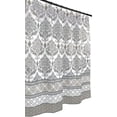 thumbnail image 4 of Grey Taupe White Fabric Shower Curtain: Floral Damask with Geometric Border Design (Darian) New Without Packaging 70" x 72" inches., 4 of 4
