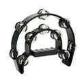 thumbnail image 1 of Metal Jingles Hand Held Percussion Double Row Jingles Handbell Tambourine Percussion Musical Instrument for Adults Kids Children (Black), 1 of 9