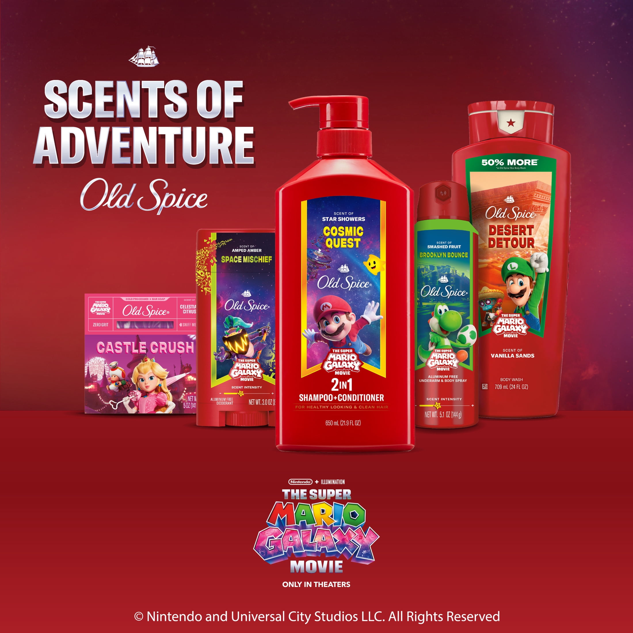 Old Spice 2-in-1 Mens Shampoo and Conditioner, Cosmic Quest, Old Spice x The Super Mario Galaxy Movie, 21.9 fl oz