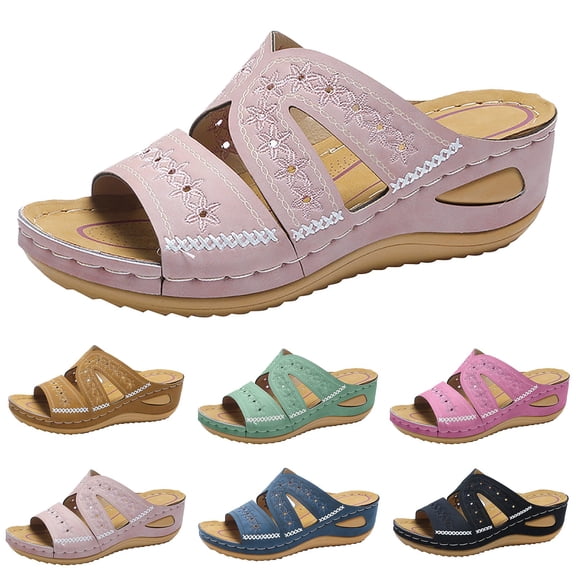 Wedge Sandal Low Heel Wedge Sandals for Women - Dressy Summer Casual Shoes, Comfortable Walking & Slip On