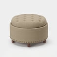 thumbnail image 6 of AFO Round Ottoman with Storage and Tray, Upholstered Footrest Stool with Reversible Lid, 25 Inch Seat for Bedroom Living Room Entryway, Camel, 6 of 10