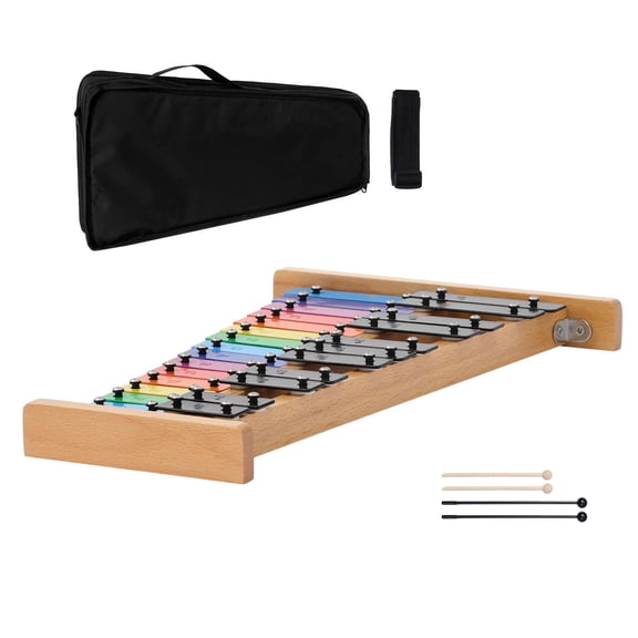 27-Key Professional Glockenspiel Xylophone Kit with Mallets&Bag, Colorful Metal Keys Percussion Instrument for Adults and Beginners