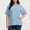1#Light Blue, variant on Women's Tops Casual Solid Color Comfortable Loose Ruffle Lotus Flare Tiered Sleeve Top Blouse Navy,Size 2XL