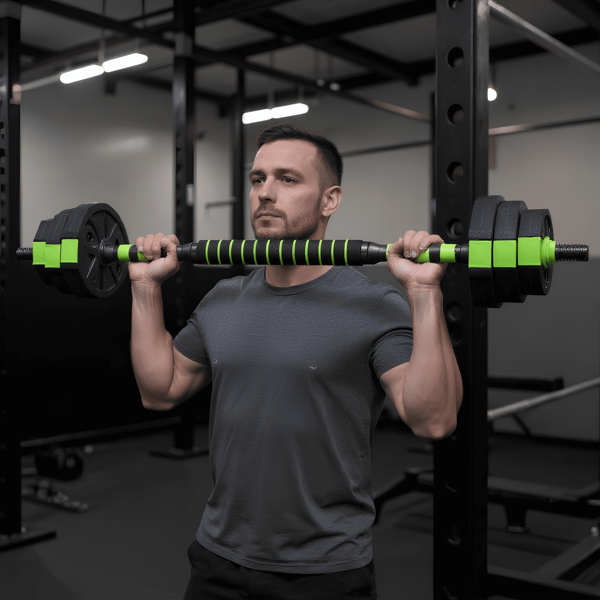 4-in-1 Adjustable Dumbbell Set 44 lbs – Multi-Functional Home Gym Weights with Dumbbell, Barbell, Kettlebell & Push-Up Stand – Octagonal Head – Strength Training Equipment for Men & Women