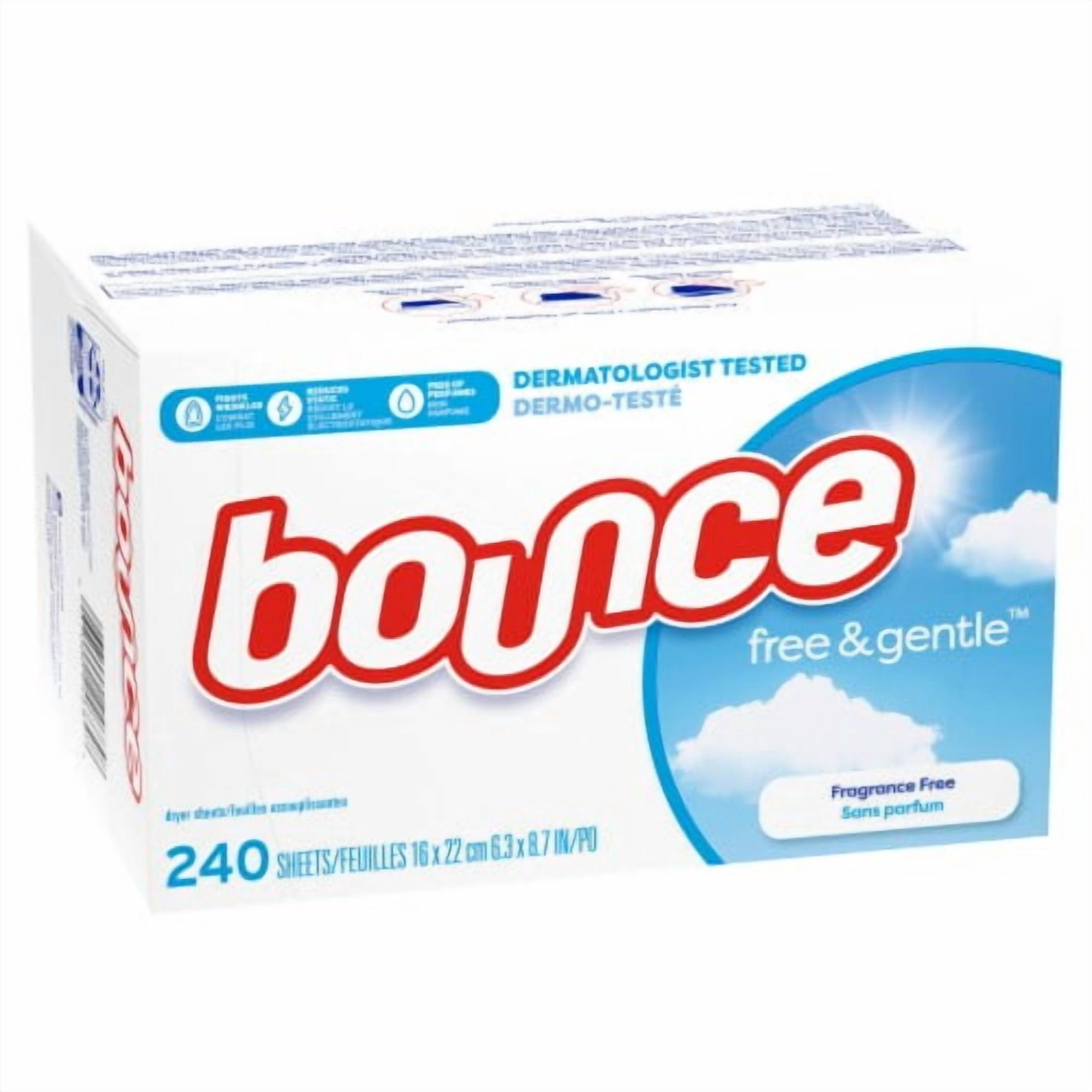 Bounce Free Unscented Dryer Sheets 240 ct - Pack of 2