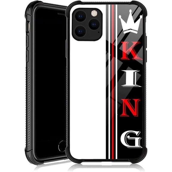 Compatible with iPhone 12/12P Case,Design Pattern Back Bumper Anti Scratch Reinforced Corners Soft TPU Caver, Cases for Men Women-Black and White King