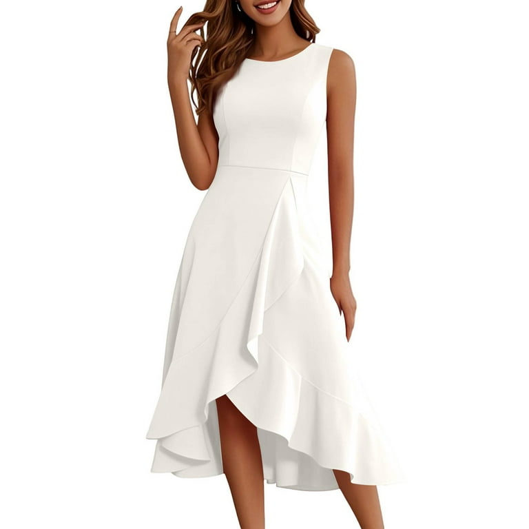 formal white dresses for church SMihono Stand Collar Wear to Work Dresses for Women Long Sleeve Elegant Cocktail Party Formal Church Office Sheath Dress White XL