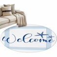 thumbnail image 2 of Round Area Rug 4ft,Welcome Words Blue Stripe Washable Carpet Non-Slip Runner Accent Rugs Indoor Floor Mat for Bedroom Living Room Decor,Marine Life Starfish, 2 of 9