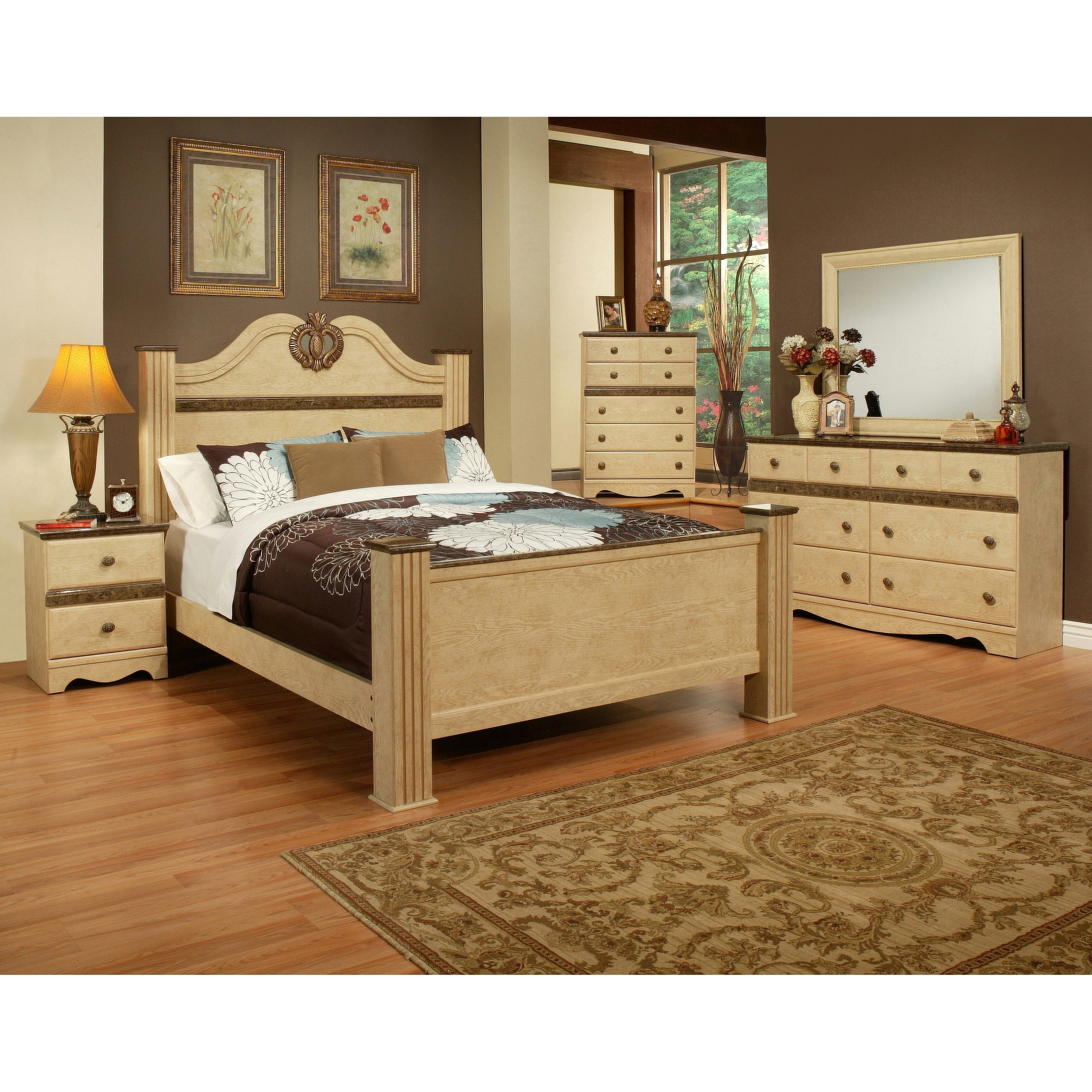 K B Furniture Bisque Italian Marble Wood Nightstand Walmart Com Walmart Com