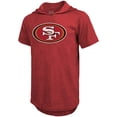 thumbnail image 2 of Men's Majestic Threads Deebo Samuel Scarlet San Francisco 49ers Player Name & Number Tri-Blend Slim Fit Hoodie T-Shirt, 2 of 3