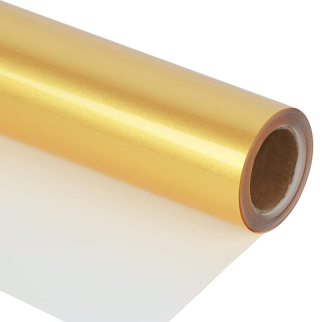 Rollos de vinilo termotransferible dorado brillante Guangyintong HTV, paquete de vinilo termotransferible de PU de 30 x 2,4 m para camisetas, vinilo HTV elástico, fino y suave, compatible con todas la