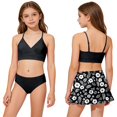 thumbnail image 6 of Lullu Girls Swimsuit Adjustable Straps Bikini Set Coverup Skirt Bathing Suit, 3-Piece, Size 9-10, 6 of 6
