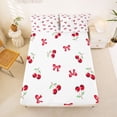 thumbnail image 5 of Manfei Sweet Cherry Bow Full Size Sheets For Kids,Kawaii Cherry Bed Sheets For Bowknot Lover,4-Piece, 5 of 6