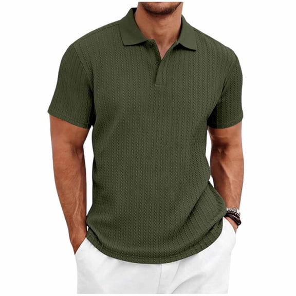 YLSDY Men's Color Block Striped Short Sleeve Golf Shirt with Chest Pocket, Sporty Design for Daily Workouts Army Green XXXL