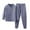 Navy, variant on Mikilon 1-12 Years Kids Stripe Pajama Sets Winter Solid Color Long Sleeve Thicken Shirts Long Pants Warm Homewear Sets