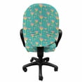 thumbnail image 3 of Floral Office Chair Slipcover, Abstract Spring Flower Watercolor Painted Splash Illustration, Protective Stretch Decorative Fabric Cover, Standard Size, Dark Seafoam Mustard, by Ambesonne, 3 of 5