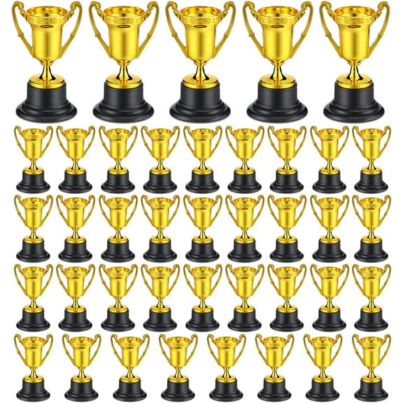 Lsupdaol 20 Pack Mini Trophies Bulk Small Tiny Plastic Trophies 3.4 Inch Little Gold Award Cup Rewards Sport Tournament Winning Prize for Football Soccer Baseball Party Favor Prop
