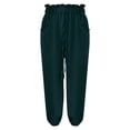 thumbnail image 2 of Kelon Women's Casual Pants, Womens Linen Pants Wide Leg Palazzo Capri Drawstring Casual Lounge Flowy Summer Beach Vacation Crop Trousers with Pockets, M, 2 of 6