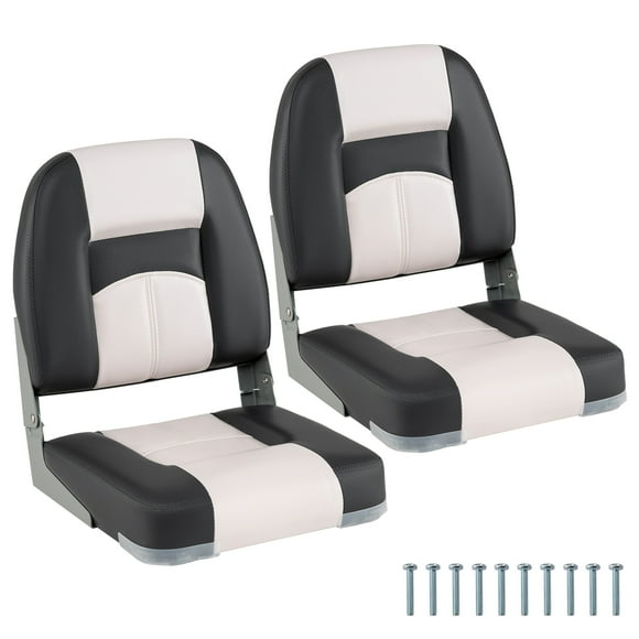Gymax 2-Pack Boat Seats Waterproof PVC Leather Cabin Seating w/ Thick Sponge Padding