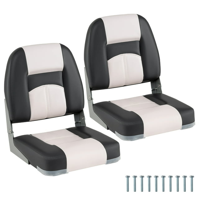Gymax 2-Pack Boat Seats Waterproof PVC Leather Cabin Seating w/ Thick Sponge Padding