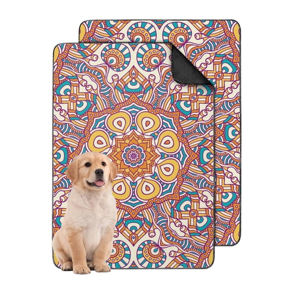 24"x35" Extra Large Washable Pee Pads Mandala, Reusable Dog Potty Pads with Non-Slip Backing for Indoor Training
